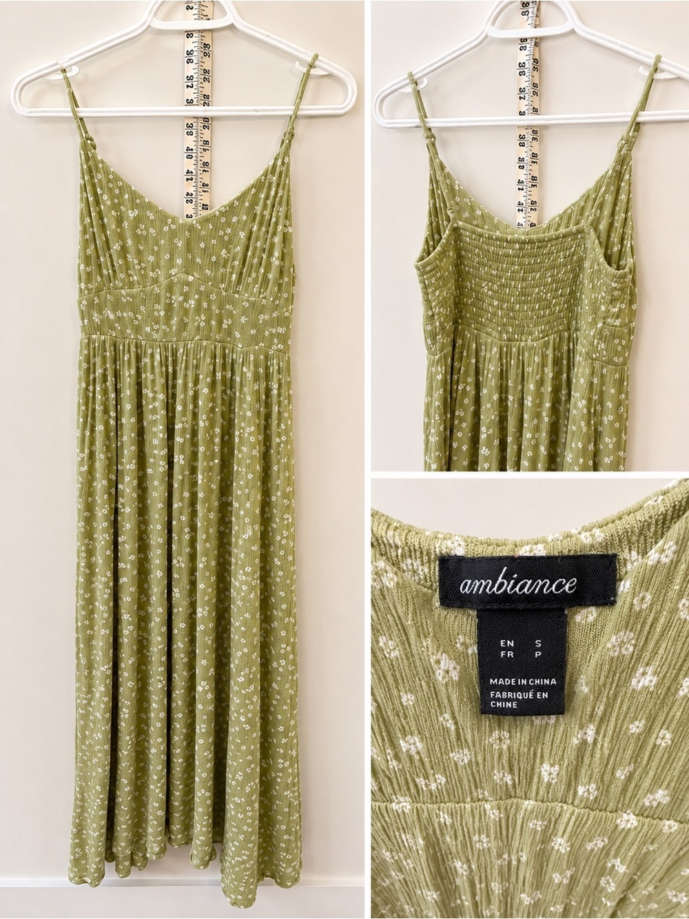 Ambiance Olive Green Tiny Floral Maxi Sundress